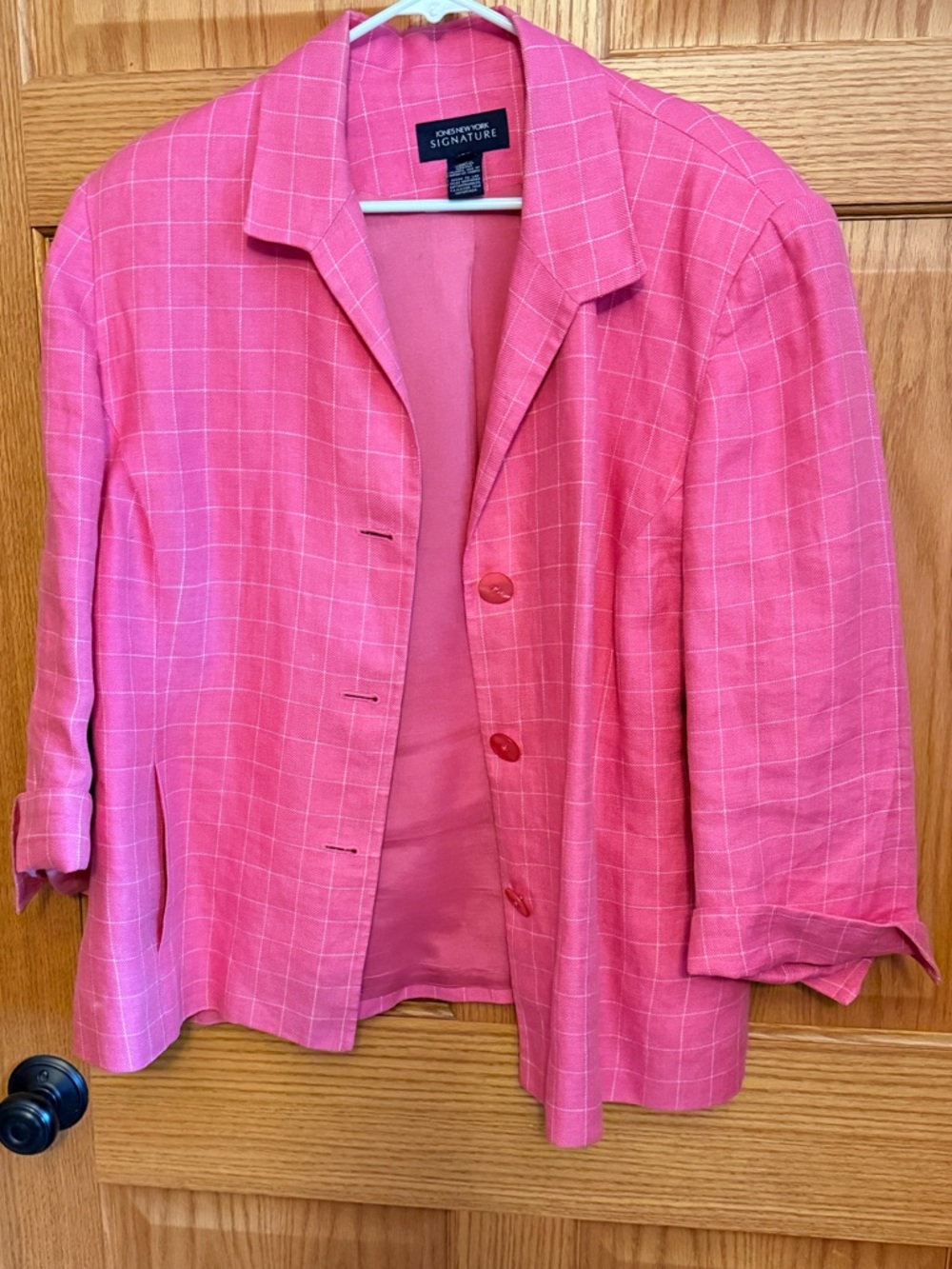 Jones New York Pink Windowpane Blazer